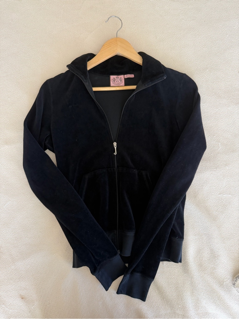 Vintage Juicy Y2K Velour Black Full-Zip Velvet Jacket - Women